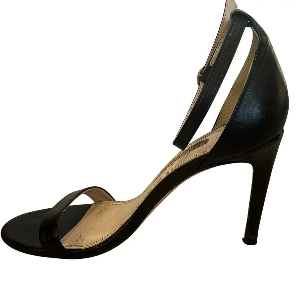 Zara Basic Heeled Sandals Womens 39 Black Good Ankle Strap Stiletto Open Toe